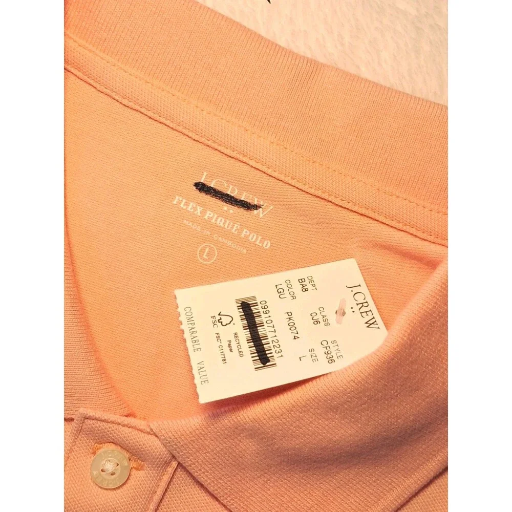 J.Crew Factory Flex Pique Polo Shirt Pink Short Sleeve CF936 PLS READ Size L NWT